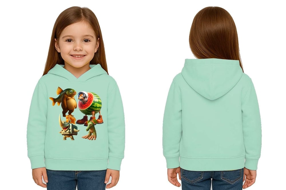 Unisex Brainrot Baskılı Çocuk Swaetshirt Kapüşonlu 3 İplik Şardonlu
