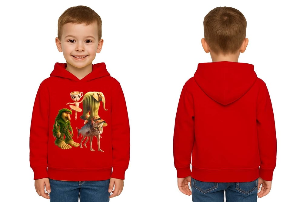Unisex Brainrot Baskılı Çocuk Swaetshirt Kapüşonlu 3 İplik Şardonlu