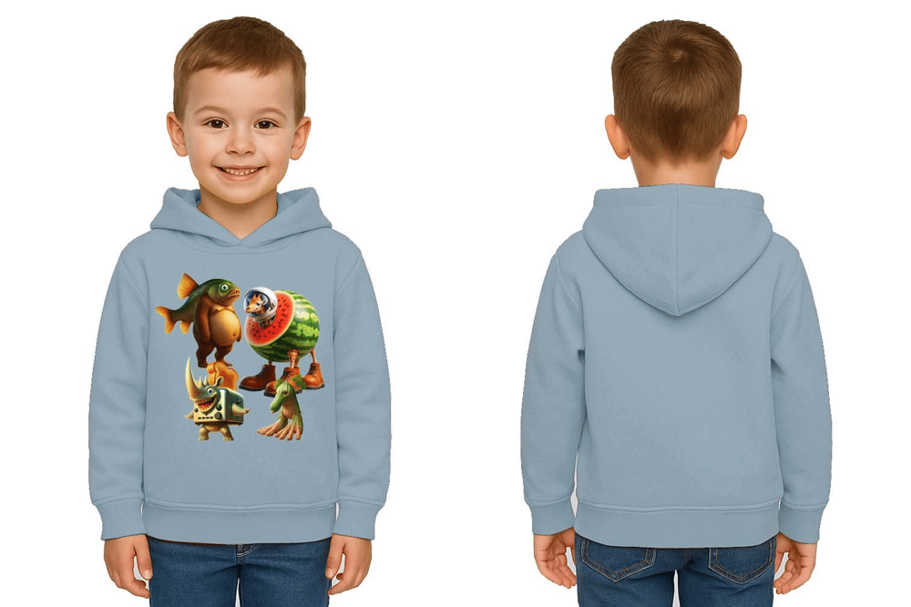 Unisex Brainrot Baskılı Çocuk Swaetshirt Kapüşonlu 3 İplik Şardonlu
