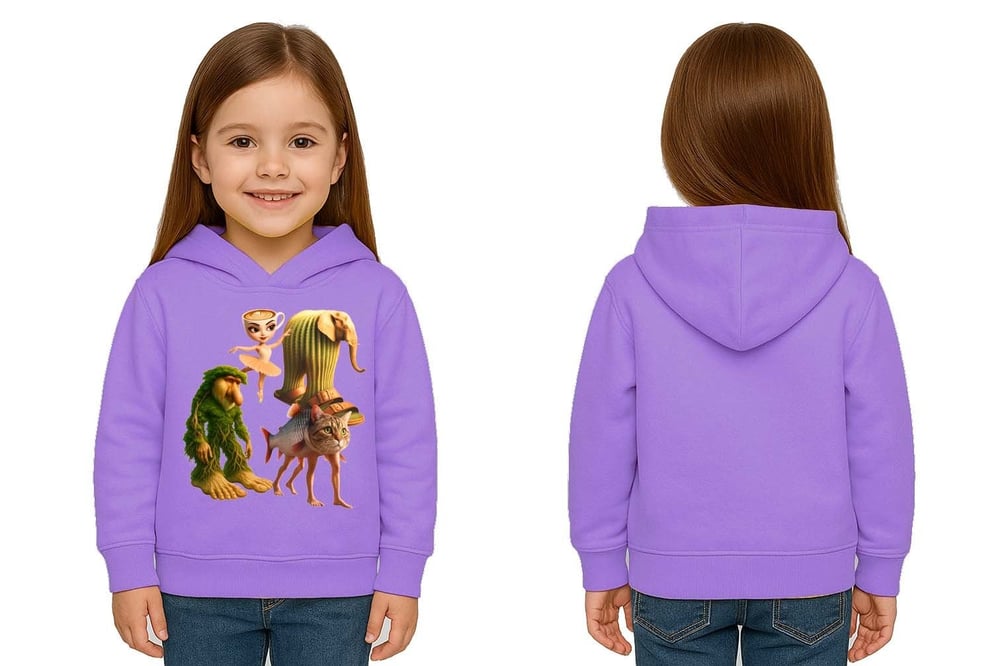 Unisex Brainrot Baskılı Çocuk Swaetshirt Kapüşonlu 3 İplik Şardonlu