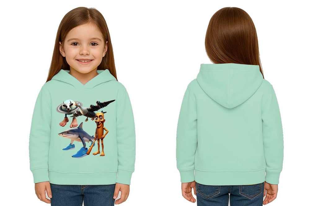 Unisex Brainrot Baskılı Çocuk Swaetshirt Kapüşonlu 3 İplik Şardonlu