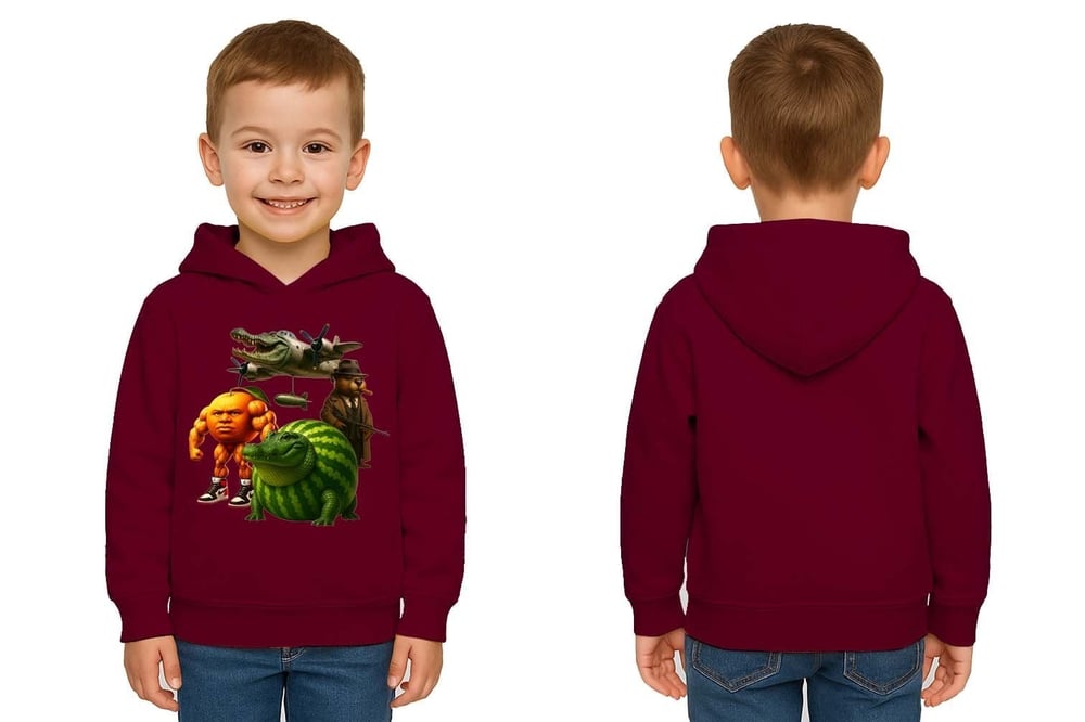 Unisex Brainrot Baskılı Çocuk Swaetshirt Kapüşonlu 3 İplik Şardonlu