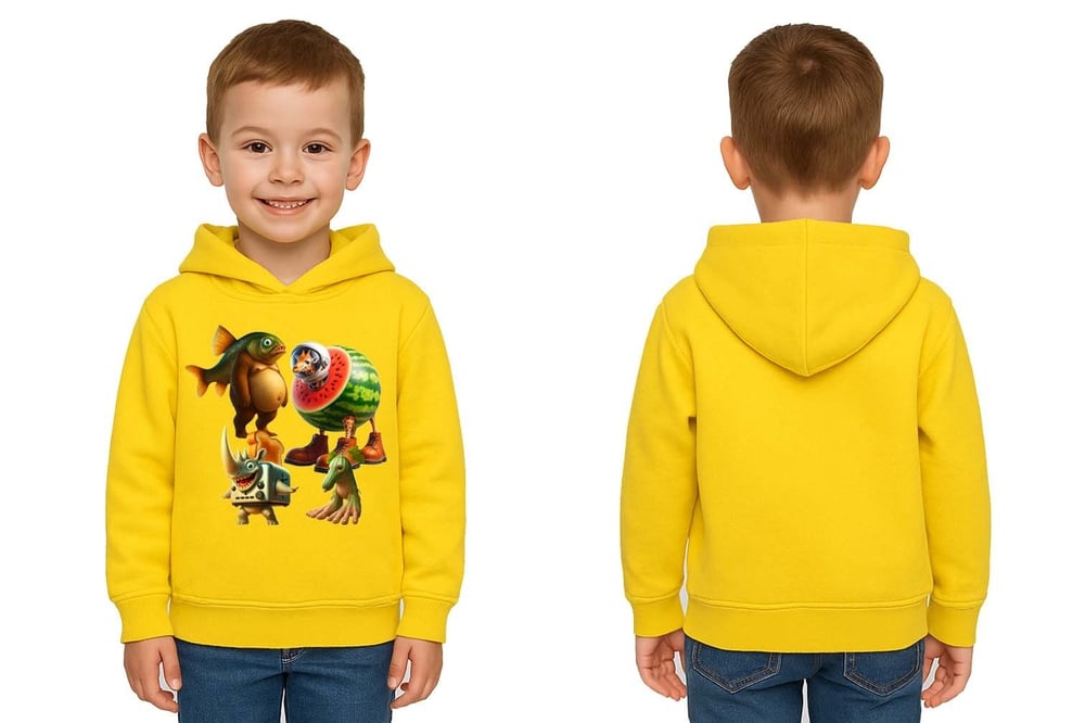 Unisex Brainrot Baskılı Çocuk Swaetshirt Kapüşonlu 3 İplik Şardonlu