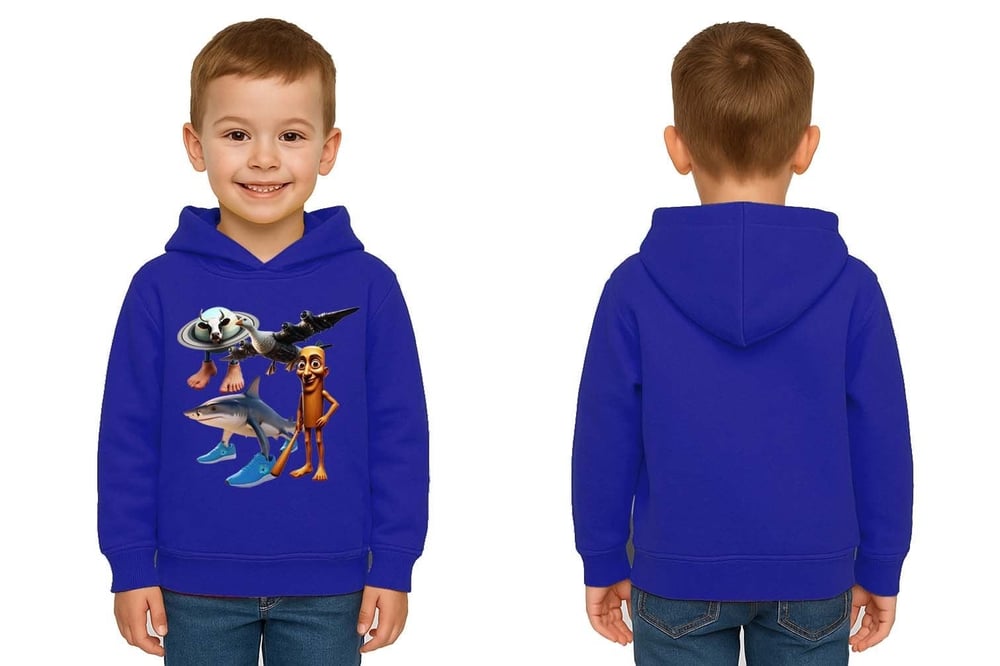 Unisex Brainrot Baskılı Çocuk Swaetshirt Kapüşonlu 3 İplik Şardonlu