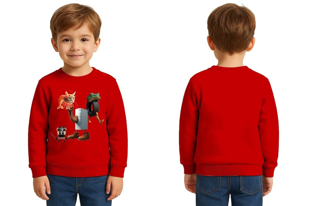 Unisex Braınrot Baskılı Çocuk Swaetshirt 3 İplik Şardonlu