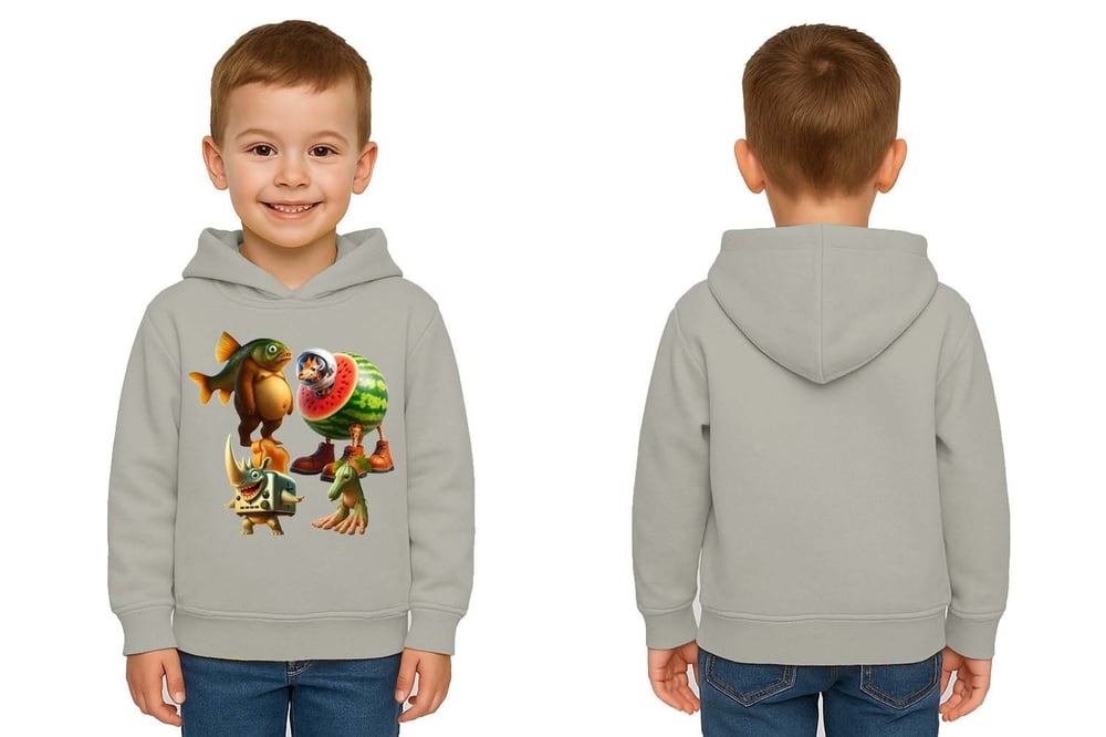 Unisex Brainrot Baskılı Çocuk Swaetshirt Kapüşonlu 3 İplik Şardonlu