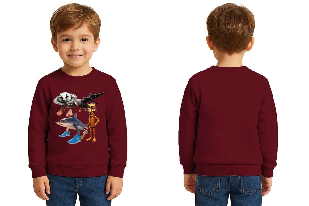 Unisex Braınrot Baskılı Çocuk Swaetshirt 3 İplik Şardonlu