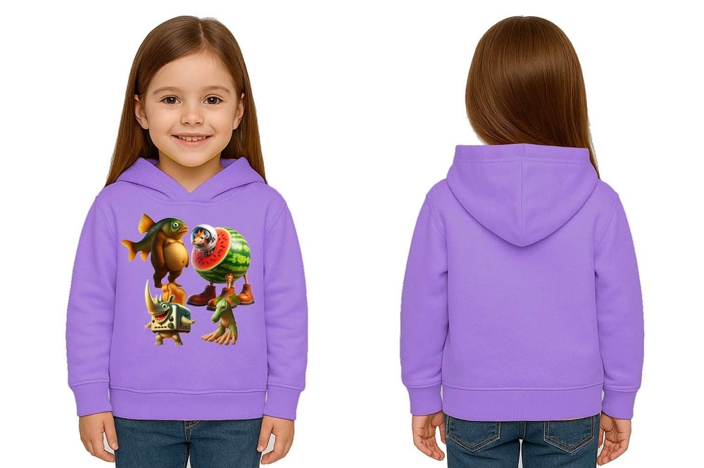 Unisex Brainrot Baskılı Çocuk Swaetshirt Kapüşonlu 3 İplik Şardonlu