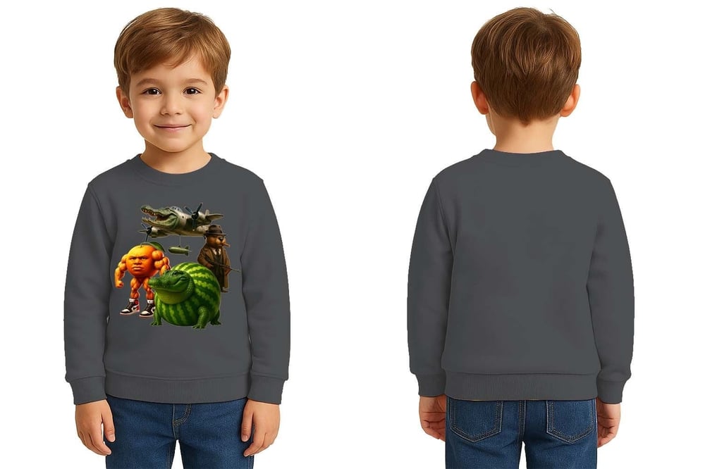 Unisex Braınrot Baskılı Çocuk Swaetshirt 3 İplik Şardonlu