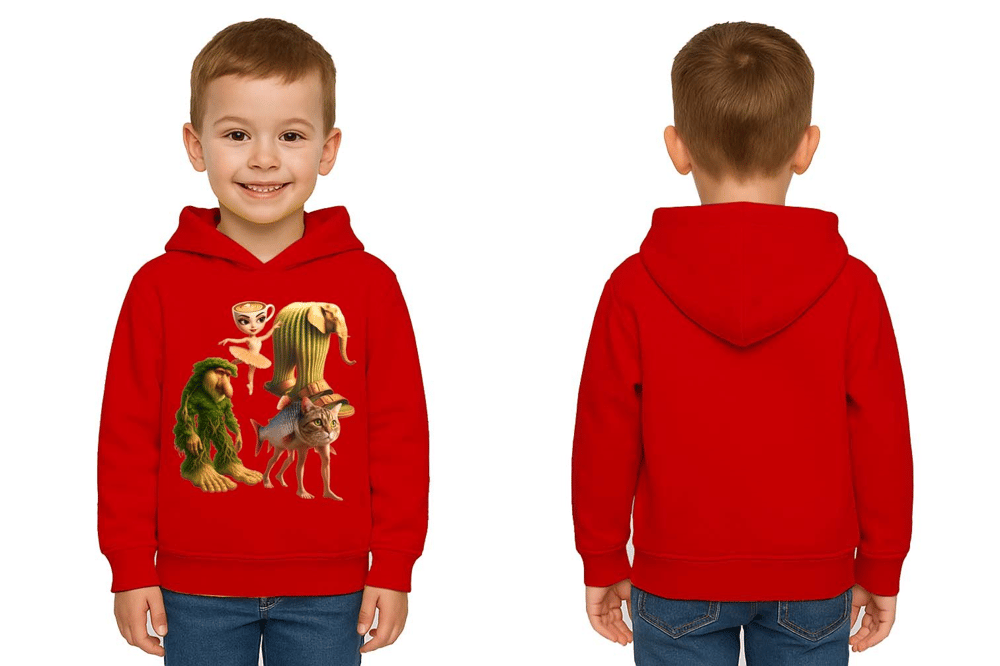 Unisex Brainrot Baskılı Çocuk Swaetshirt Kapüşonlu 3 İplik Şardonlu