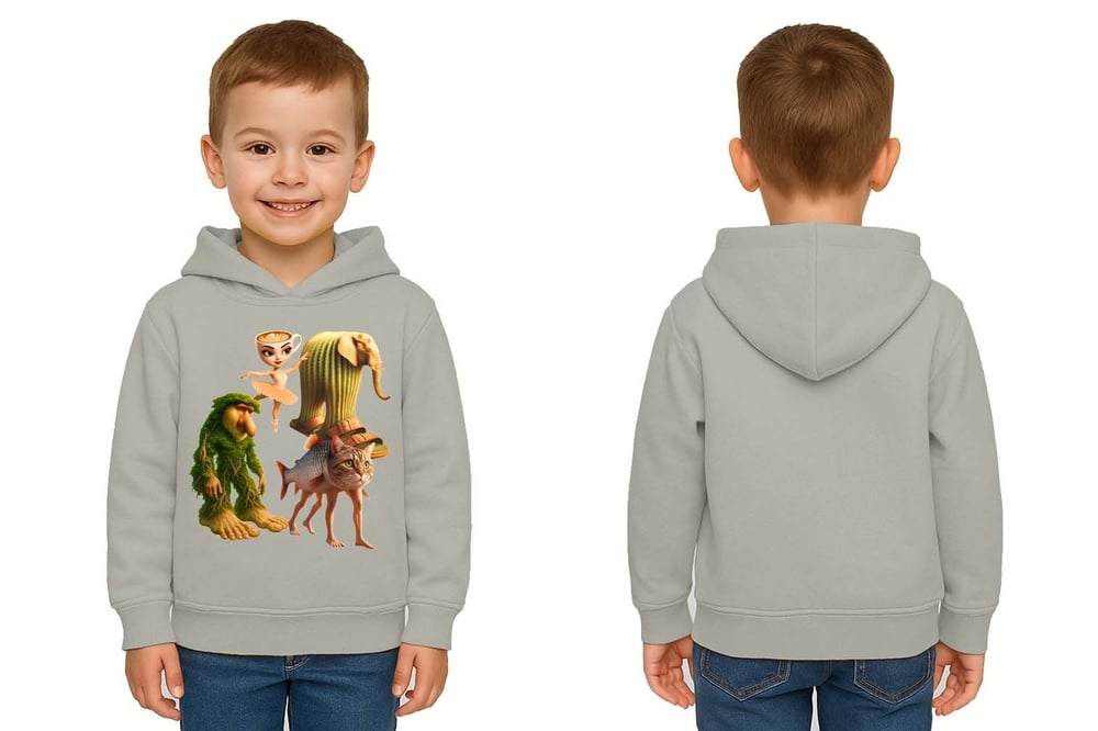 Unisex Brainrot Baskılı Çocuk Swaetshirt Kapüşonlu 3 İplik Şardonlu