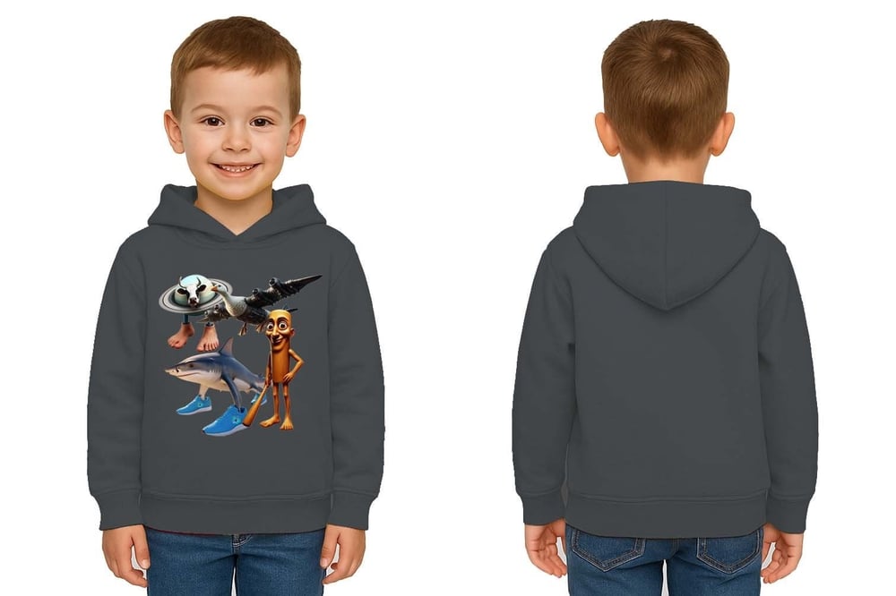 Unisex Brainrot Baskılı Çocuk Swaetshirt Kapüşonlu 3 İplik Şardonlu