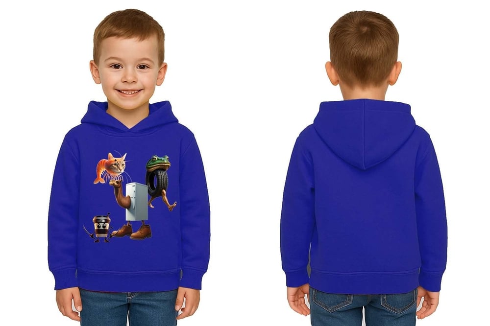 Unisex Brainrot Baskılı Çocuk Swaetshirt Kapüşonlu 3 İplik Şardonlu