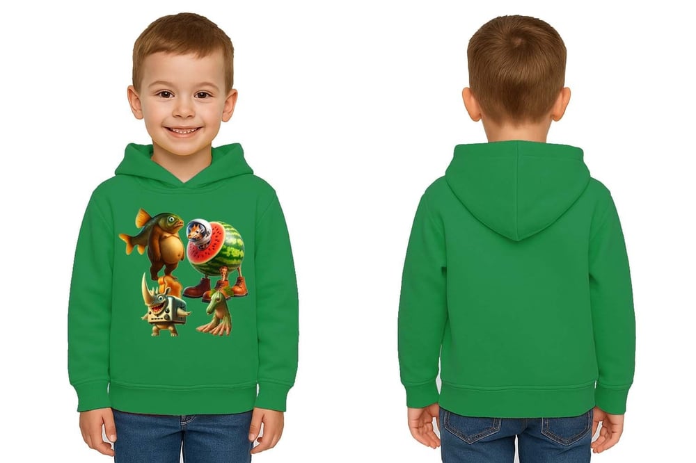 Unisex Brainrot Baskılı Çocuk Swaetshirt Kapüşonlu 3 İplik Şardonlu