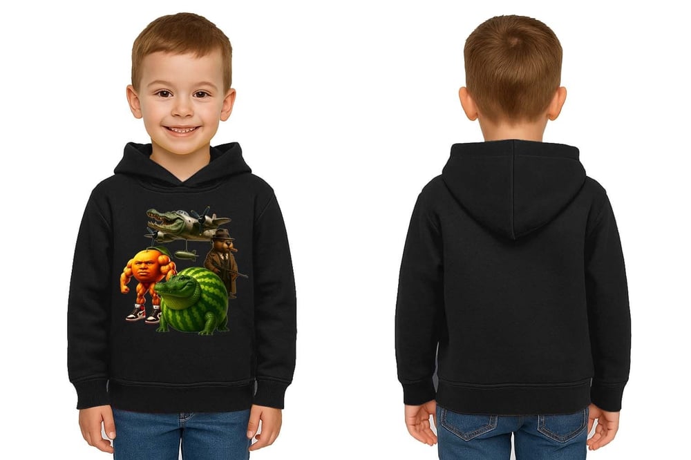 Unisex Brainrot Baskılı Çocuk Swaetshirt Kapüşonlu 3 İplik Şardonlu