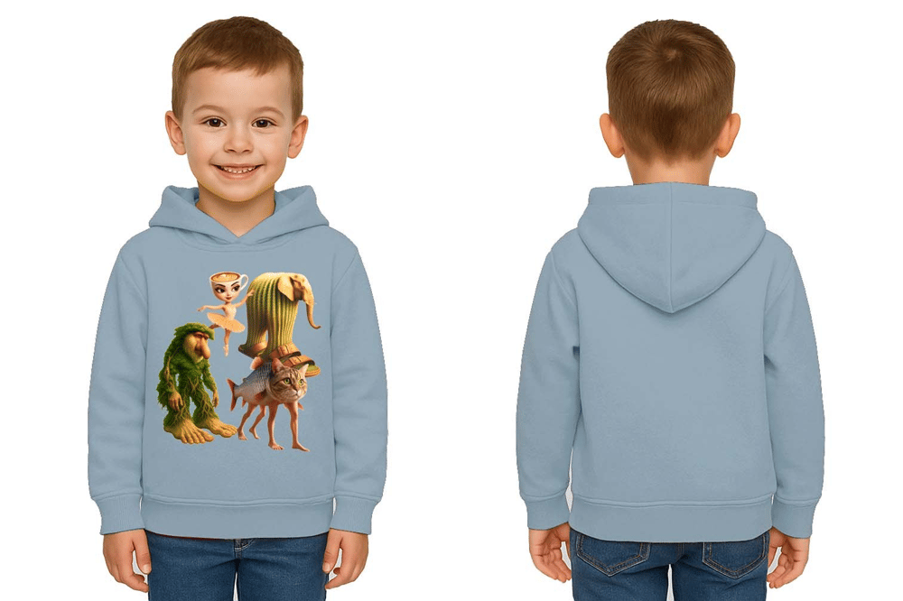 Unisex Brainrot Baskılı Çocuk Swaetshirt Kapüşonlu 3 İplik Şardonlu