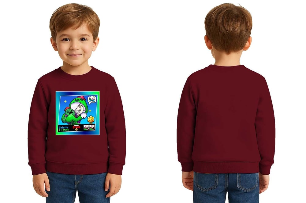 Unisex Brawl Stars Baskılı Çocuk Swaetshirt 3 İplik Şardonlu