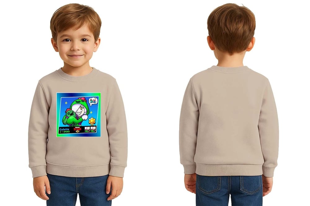 Unisex Brawl Stars Baskılı Çocuk Swaetshirt 3 İplik Şardonlu