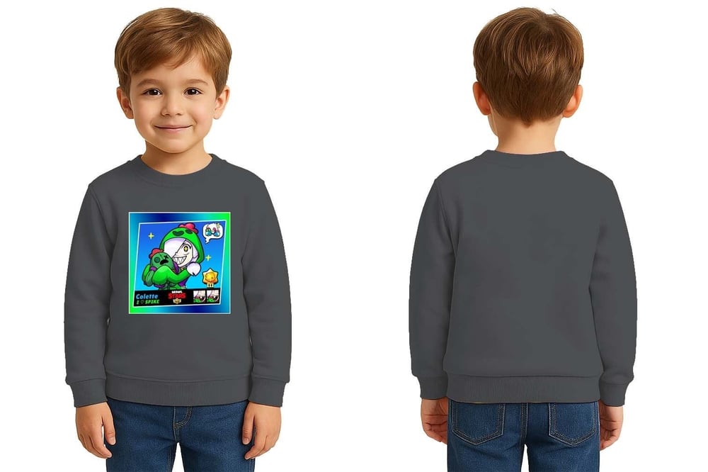 Unisex Brawl Stars Baskılı Çocuk Swaetshirt 3 İplik Şardonlu
