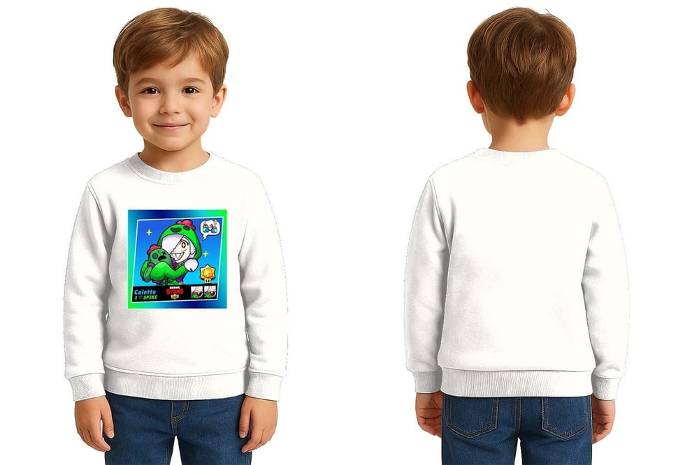 Unisex Brawl Stars Baskılı Çocuk Swaetshirt 3 İplik Şardonlu