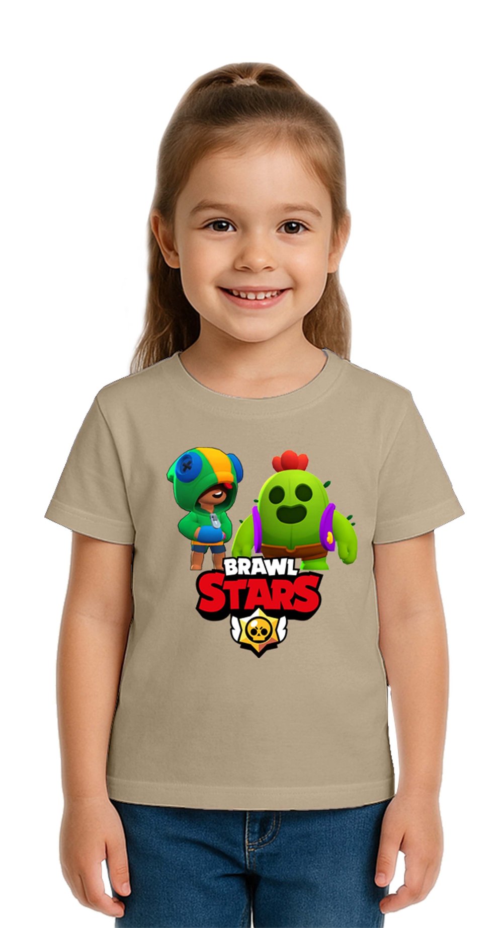 Unisex Brawl Stars Baskılı Çocuk Tişört pamuklu penye kumaş