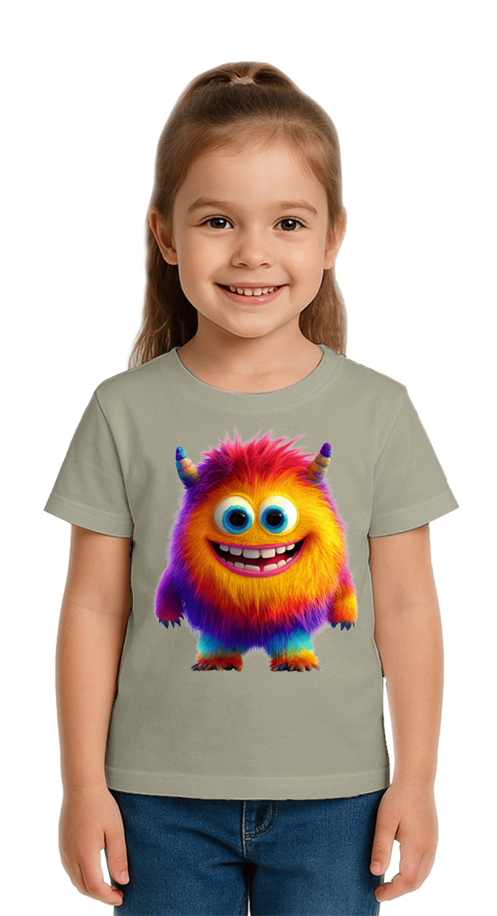Unisex Canavar Monster Baskılı  Çocuk Tişört pamuklu penye kumaş