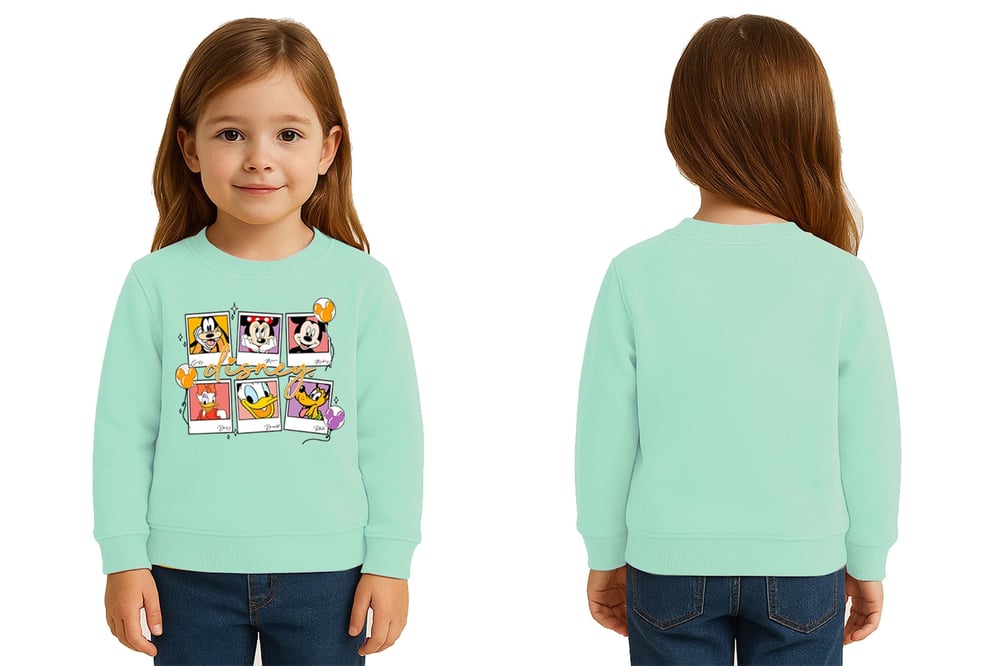 Unisex Disney Baskılı Çocuk Swaetshirt 3 İplik Şardonlu