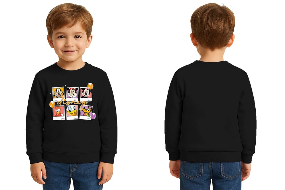 Unisex Disney Baskılı Çocuk Swaetshirt 3 İplik Şardonlu