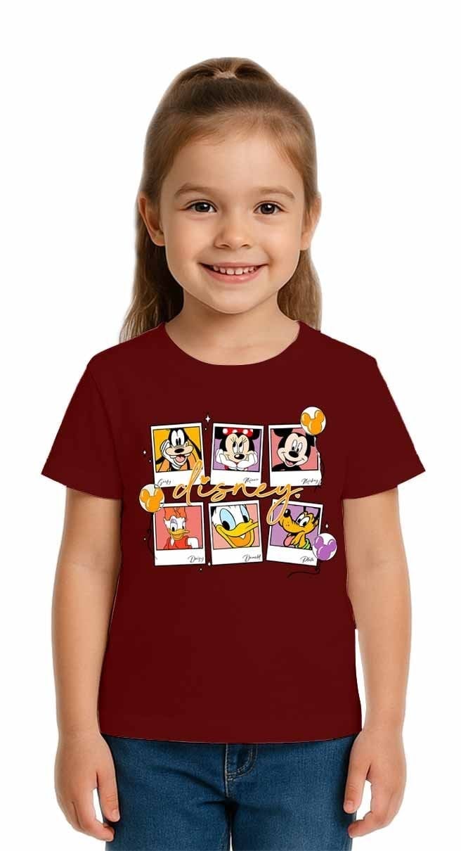 Unisex Disney Baskılı Çocuk Tişört pamuklu penye kumaş