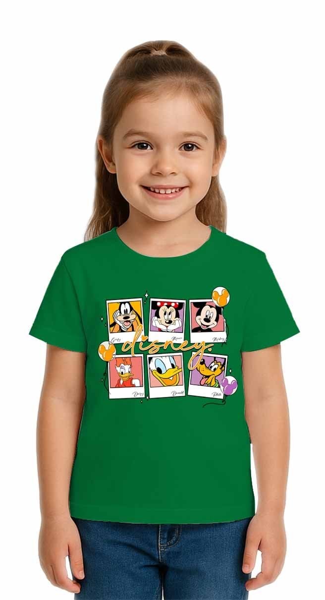 Unisex Disney Baskılı Çocuk Tişört pamuklu penye kumaş