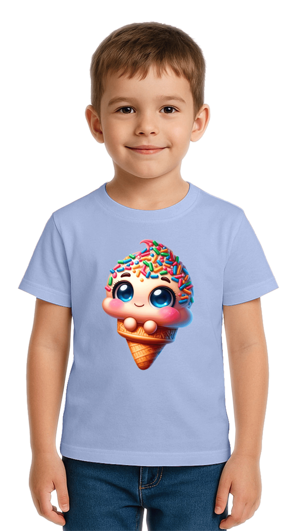 Unisex Dondurma Ice Cream Baskılı Çocuk Tişört pamuklu penye kumaş