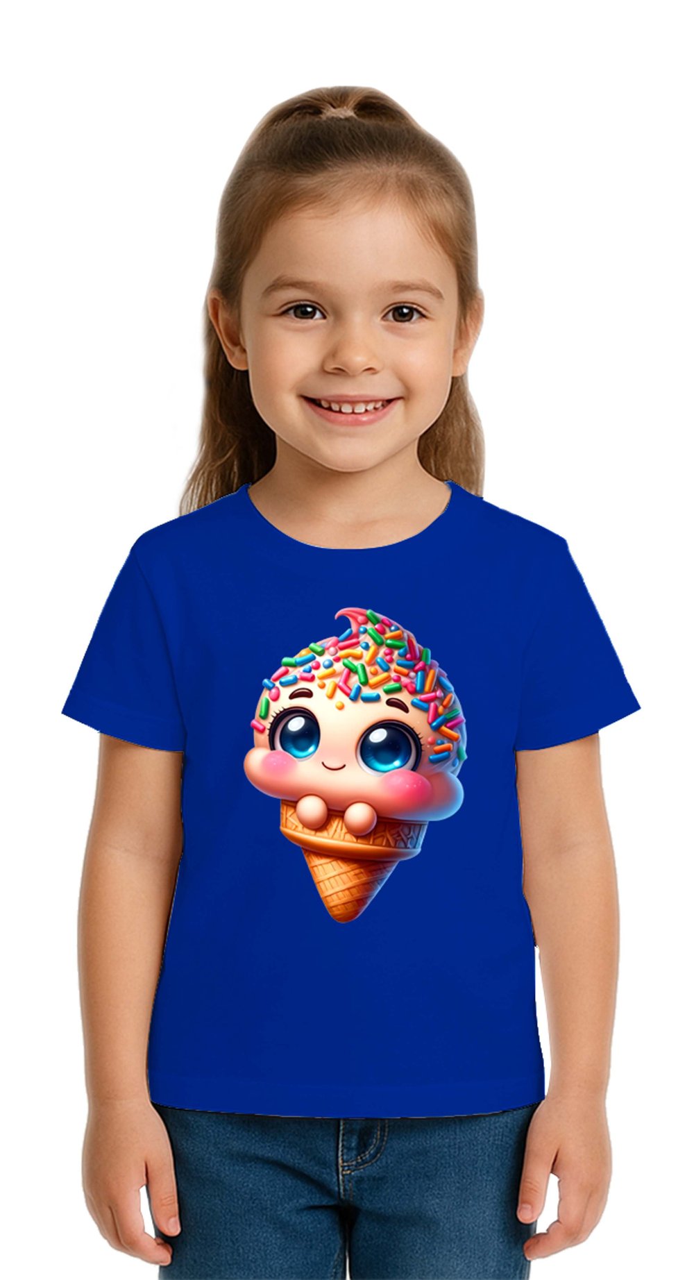 Unisex Dondurma Ice Cream Baskılı Çocuk Tişört pamuklu penye kumaş