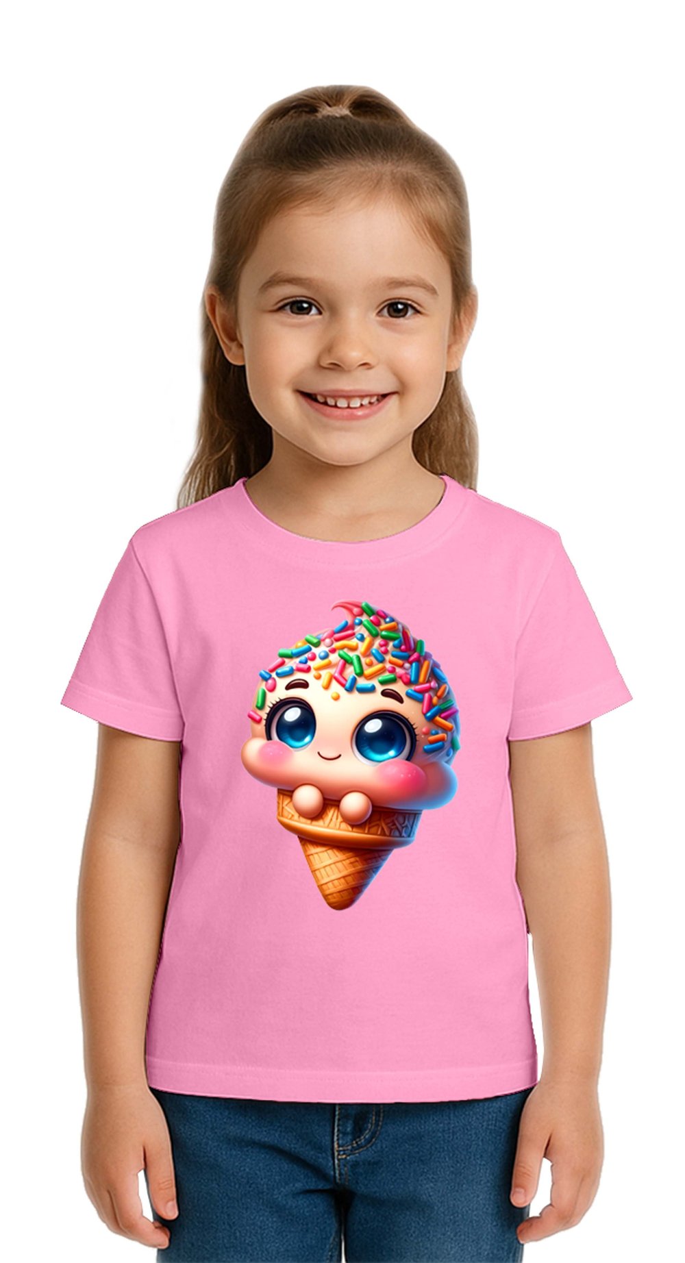 Unisex Dondurma Ice Cream Baskılı Çocuk Tişört pamuklu penye kumaş