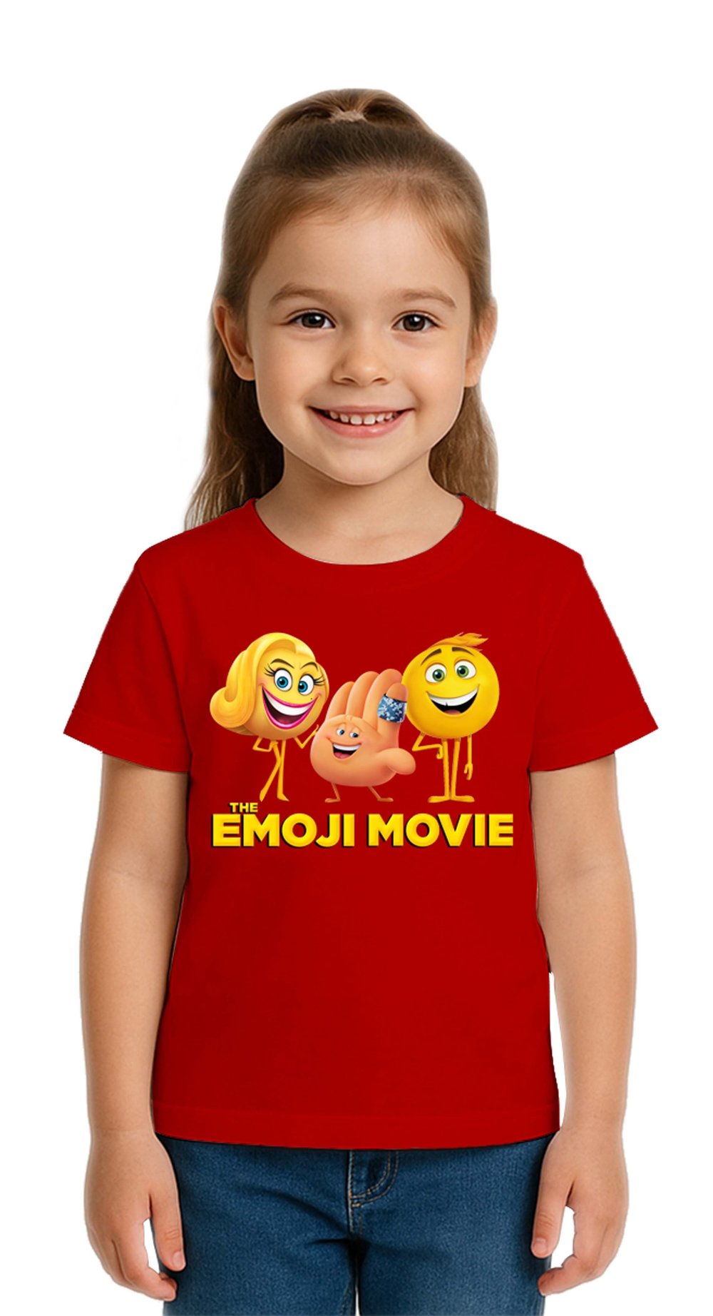 Unisex Emoji baskılı Çocuk Tişört pamuklu penye kumaş