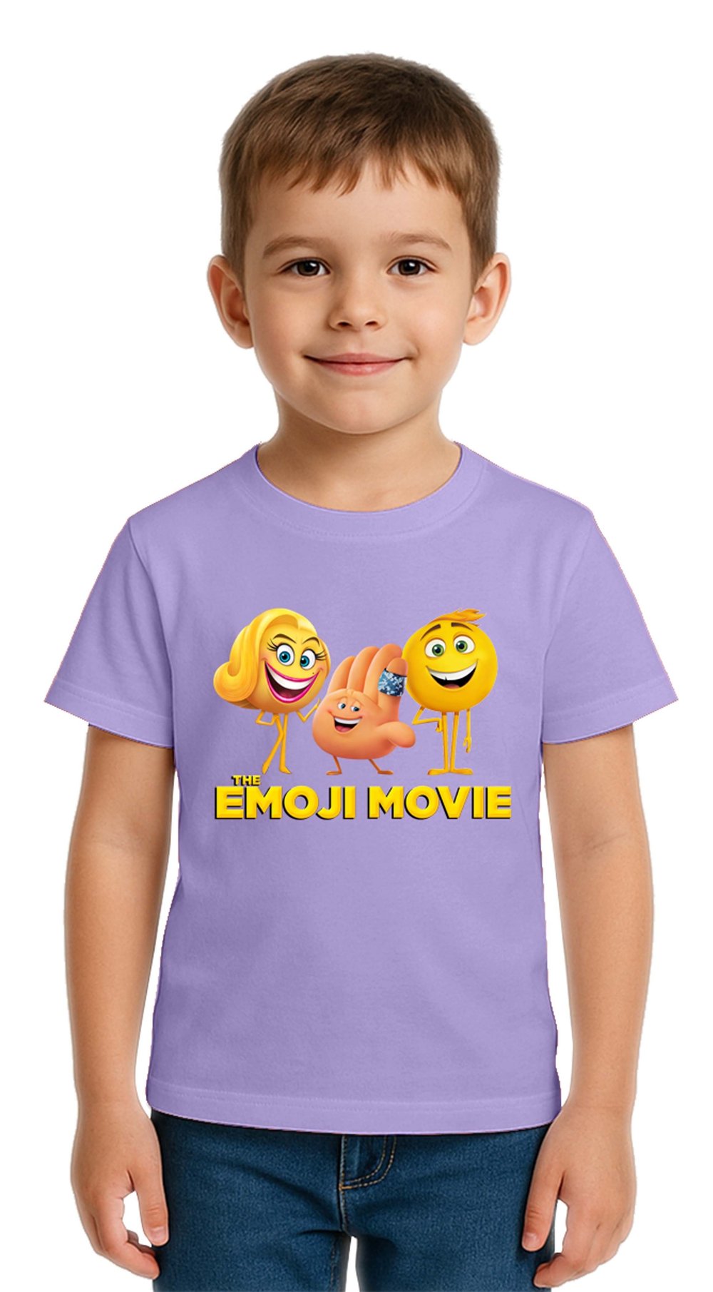 Unisex Emoji baskılı Çocuk Tişört pamuklu penye kumaş