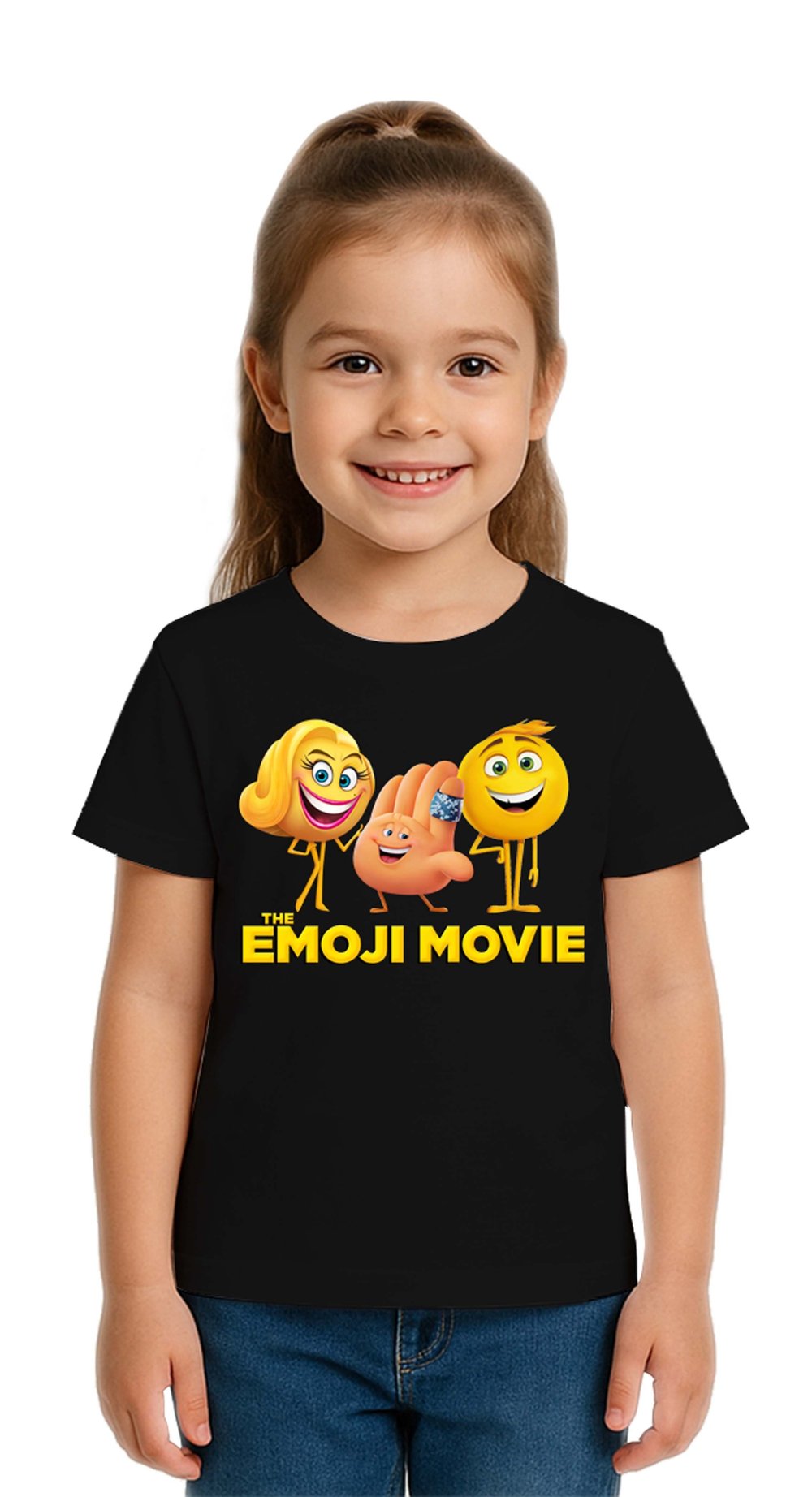 Unisex Emoji baskılı Çocuk Tişört pamuklu penye kumaş