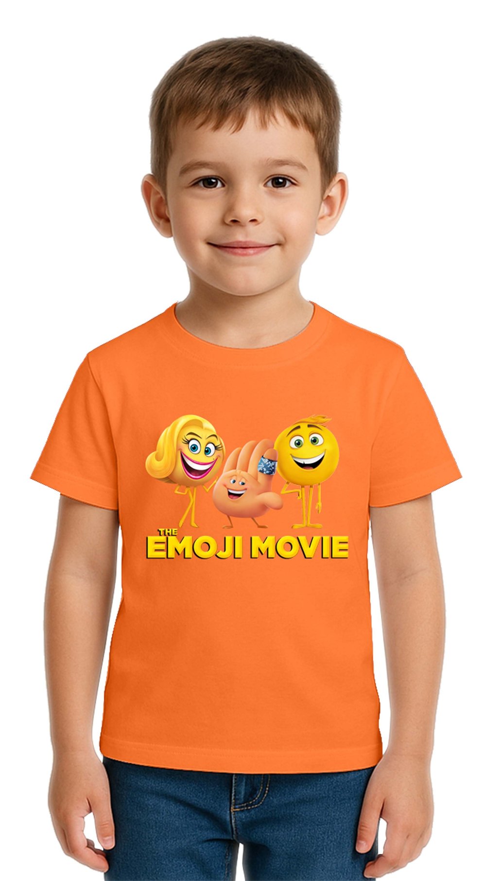 Unisex Emoji baskılı Çocuk Tişört pamuklu penye kumaş