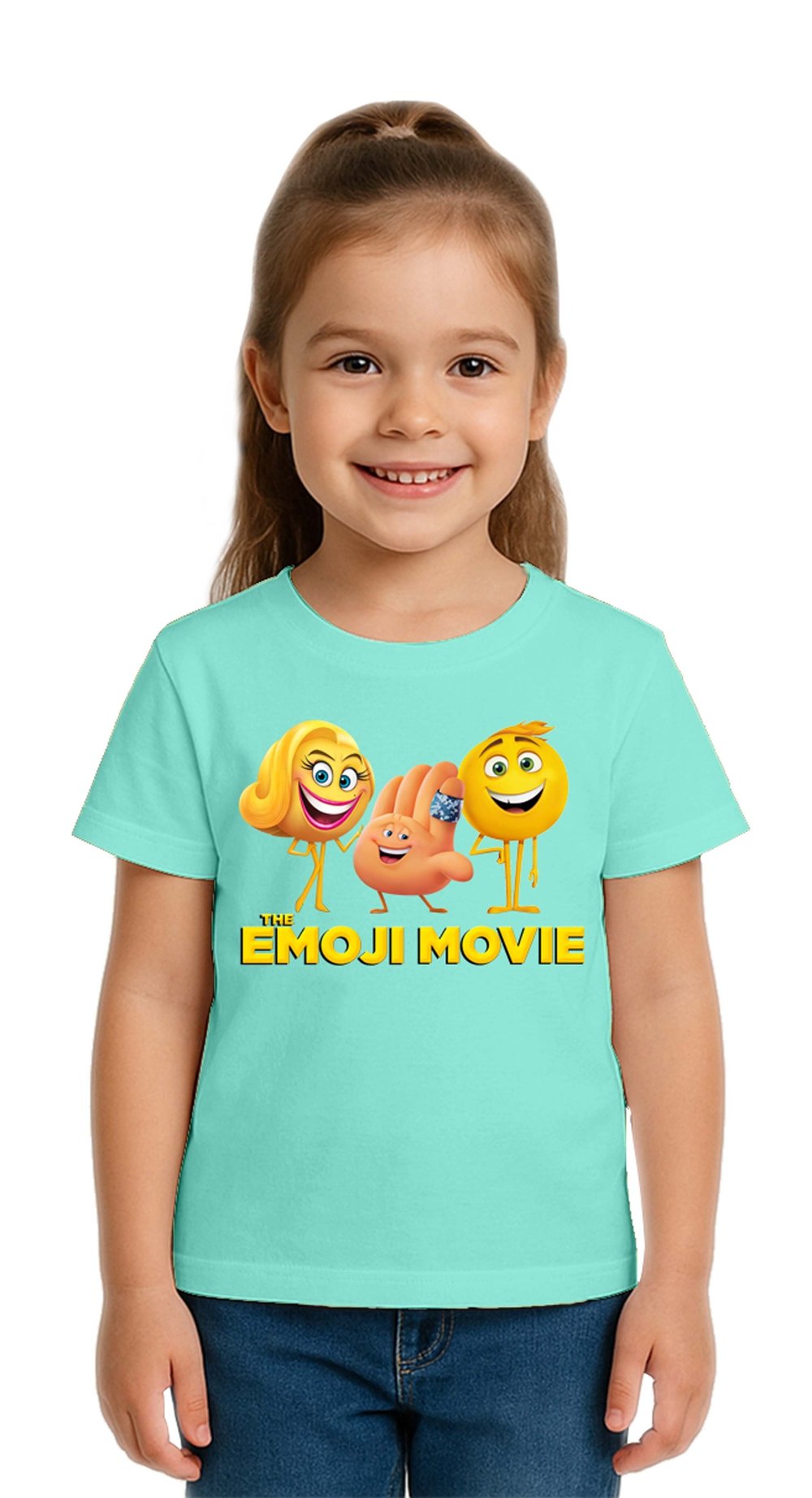 Unisex Emoji baskılı Çocuk Tişört pamuklu penye kumaş