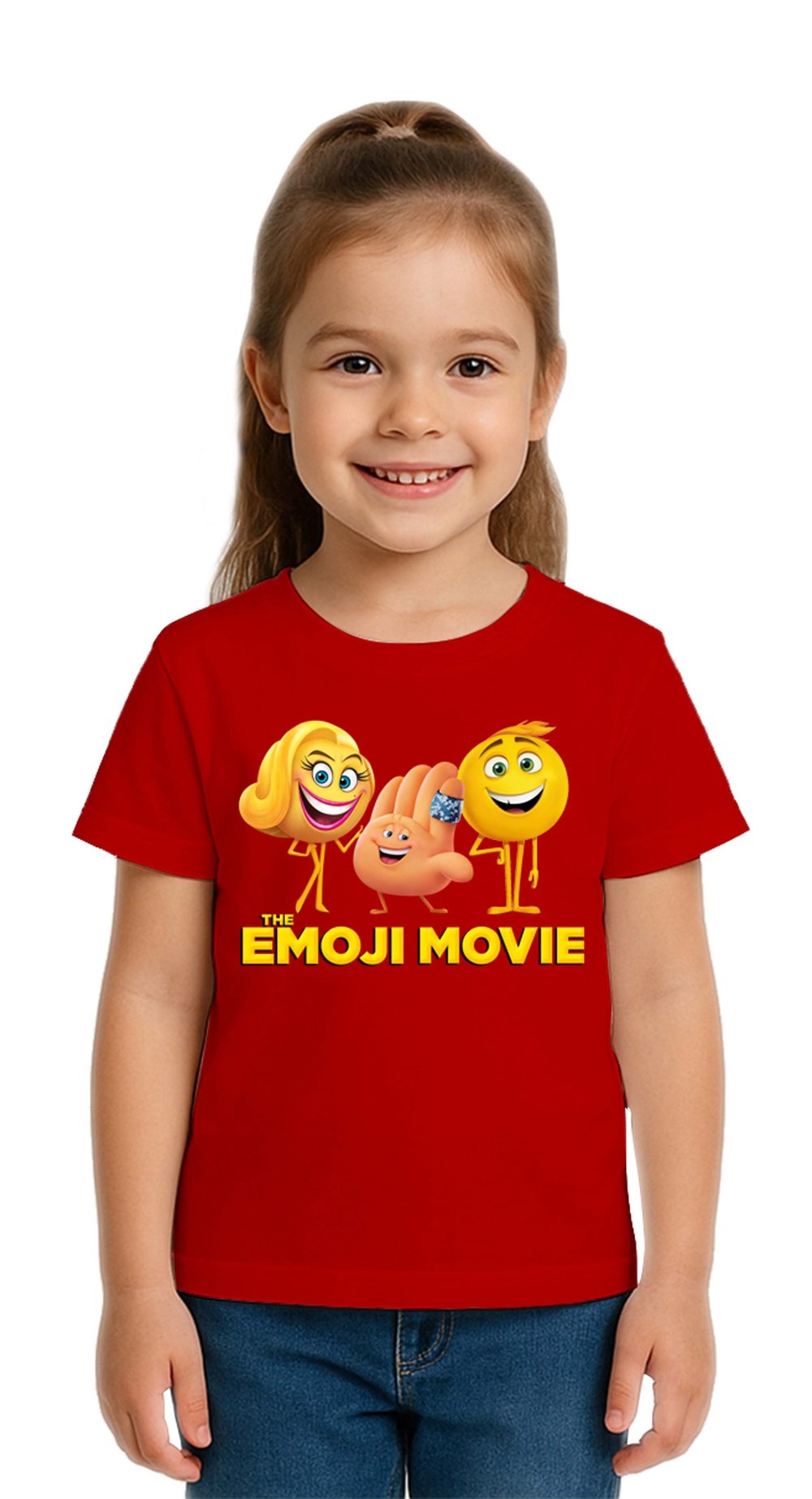 Unisex Emoji baskılı Çocuk Tişört pamuklu penye kumaş
