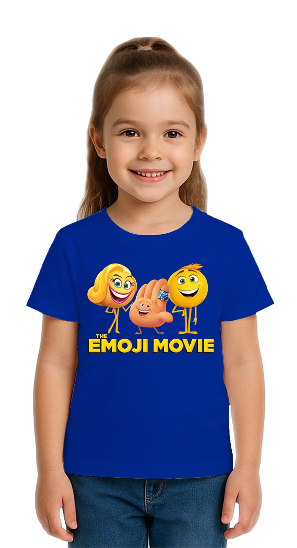 Unisex Emoji baskılı Çocuk Tişört pamuklu penye kumaş