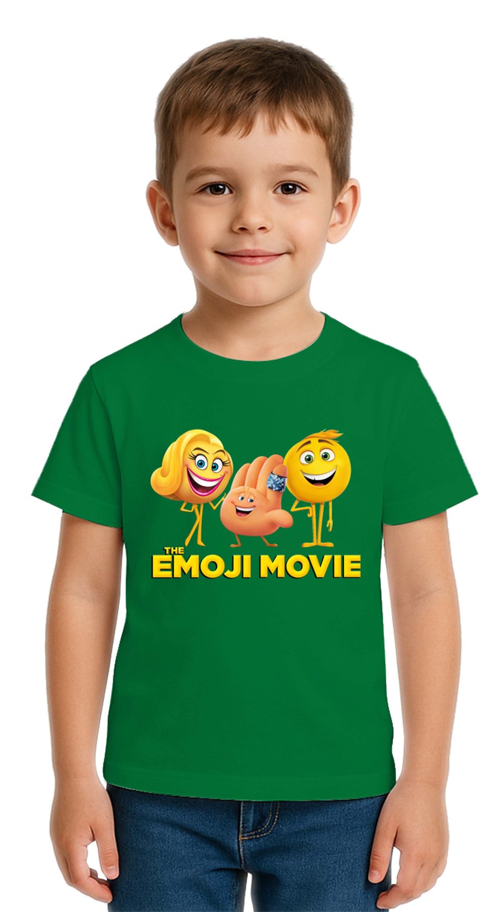 Unisex Emoji baskılı Çocuk Tişört pamuklu penye kumaş