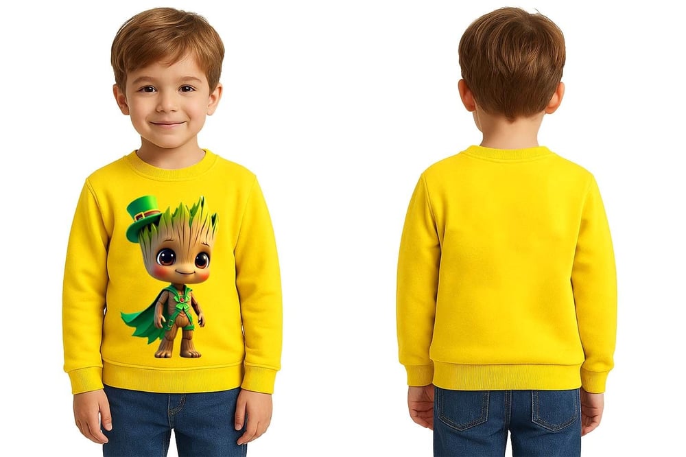 Unisex Groot Baskılı Çocuk Swaetshirt 3 İplik Şardonlu