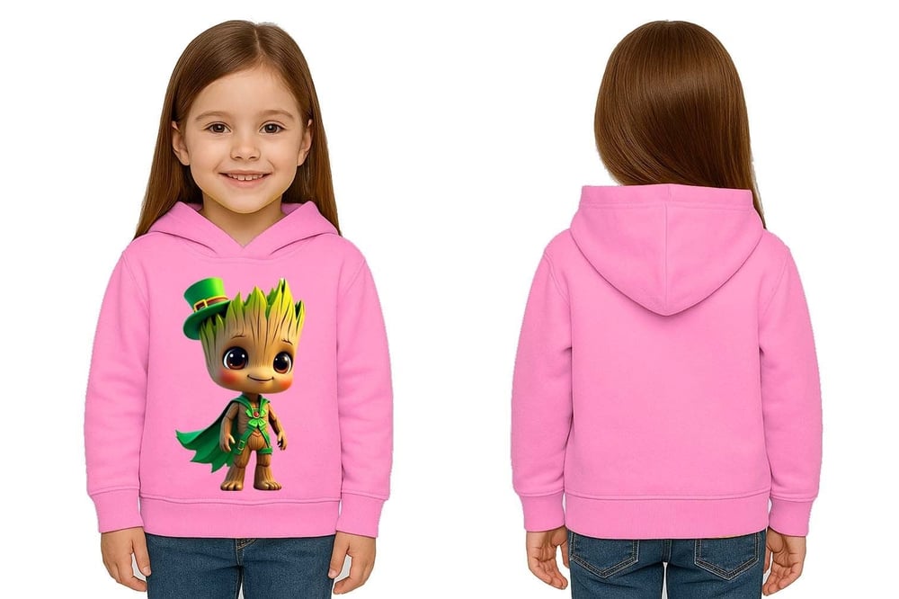 Unisex Groot Baskılı Çocuk Swaetshirt Kapüşonlu 3 İplik Şardonlu