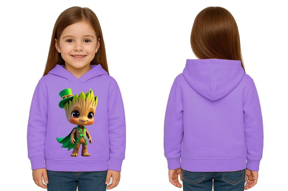 Unisex Groot Baskılı Çocuk Swaetshirt Kapüşonlu 3 İplik Şardonlu
