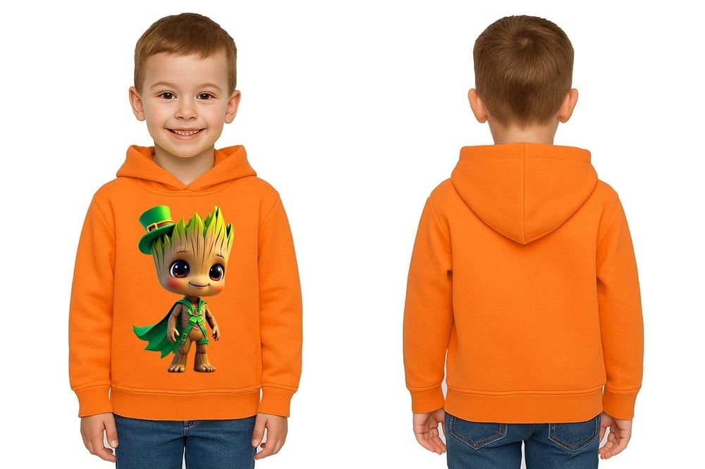 Unisex Groot Baskılı Çocuk Swaetshirt Kapüşonlu 3 İplik Şardonlu