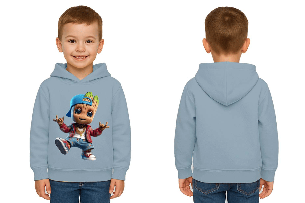 Unisex Groot Baskılı Çocuk Swaetshirt Kapüşonlu 3 İplik Şardonlu