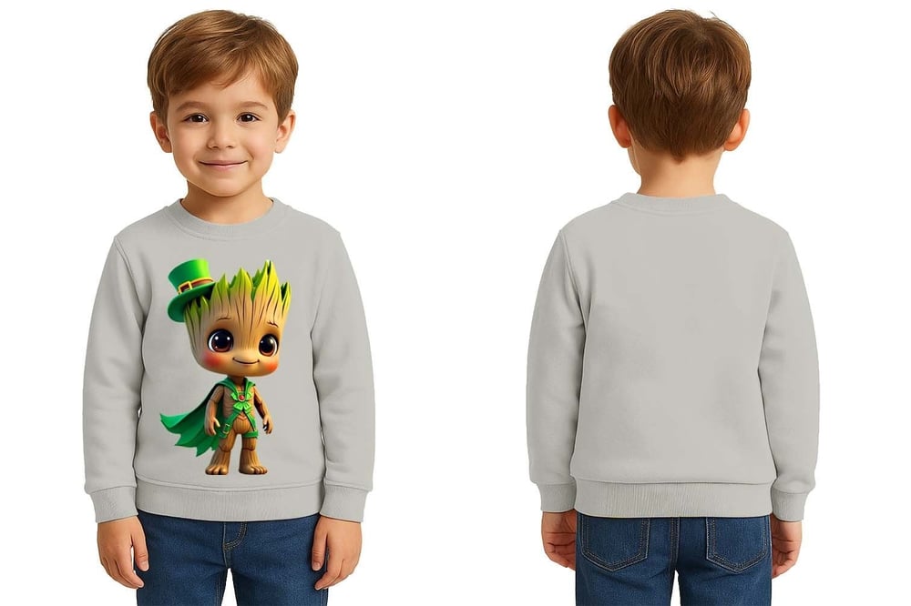 Unisex Groot Baskılı Çocuk Swaetshirt 3 İplik Şardonlu