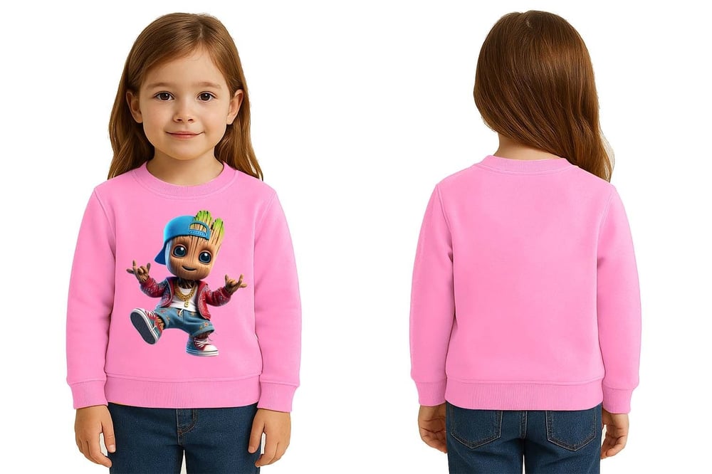 Unisex Groot Baskılı Çocuk Swaetshirt 3 İplik Şardonlu