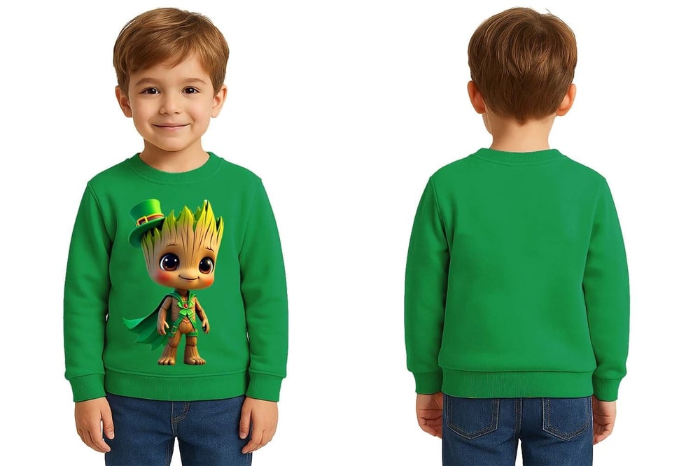 Unisex Groot Baskılı Çocuk Swaetshirt 3 İplik Şardonlu