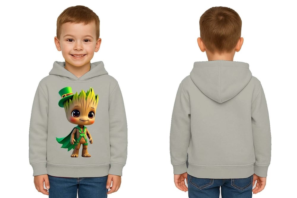 Unisex Groot Baskılı Çocuk Swaetshirt Kapüşonlu 3 İplik Şardonlu